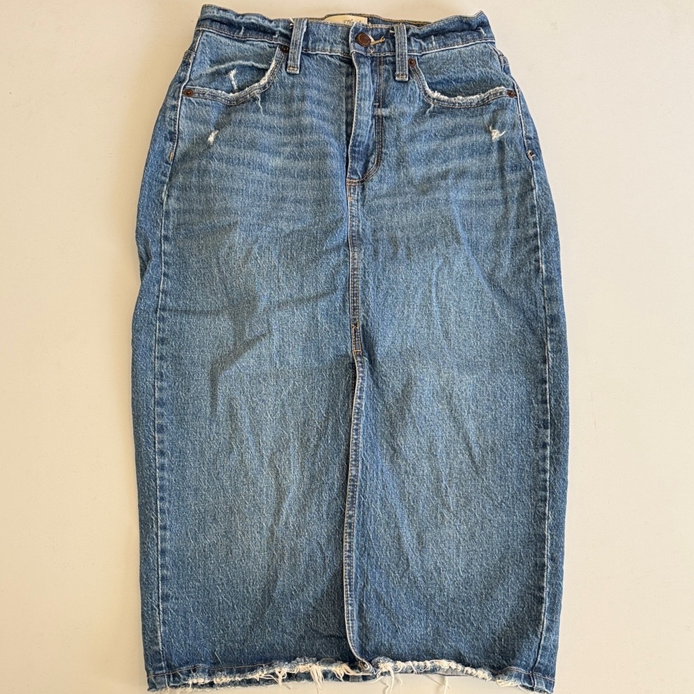Universal Thread Classic Blue Denim Longline Midi Skirt Size 0